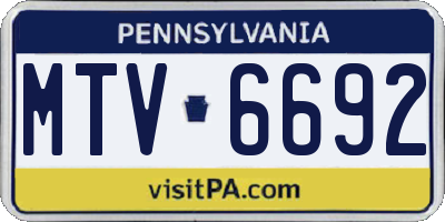 PA license plate MTV6692