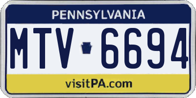 PA license plate MTV6694