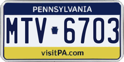 PA license plate MTV6703