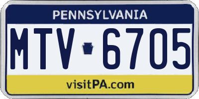 PA license plate MTV6705