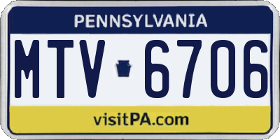 PA license plate MTV6706