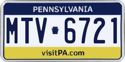 PA license plate MTV6721