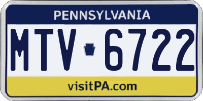 PA license plate MTV6722