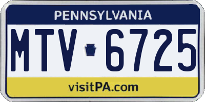 PA license plate MTV6725
