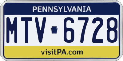 PA license plate MTV6728