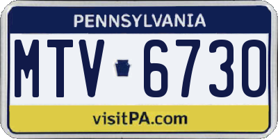 PA license plate MTV6730