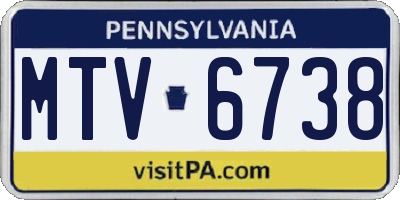 PA license plate MTV6738