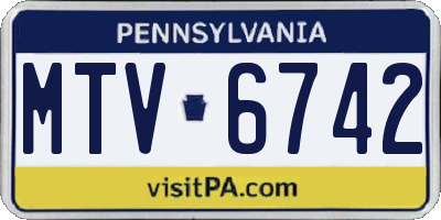 PA license plate MTV6742