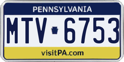 PA license plate MTV6753