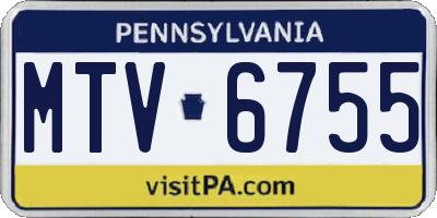 PA license plate MTV6755