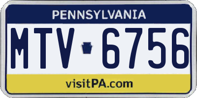 PA license plate MTV6756