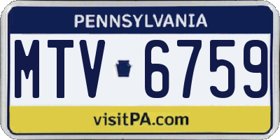 PA license plate MTV6759