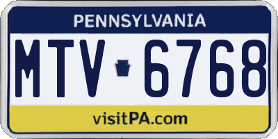 PA license plate MTV6768