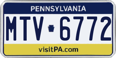 PA license plate MTV6772