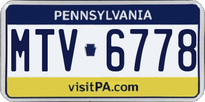 PA license plate MTV6778