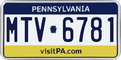 PA license plate MTV6781