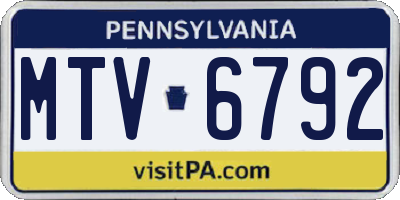PA license plate MTV6792