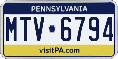 PA license plate MTV6794