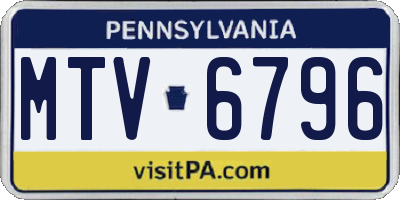 PA license plate MTV6796