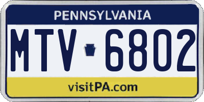 PA license plate MTV6802