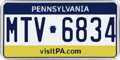 PA license plate MTV6834