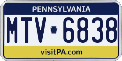 PA license plate MTV6838
