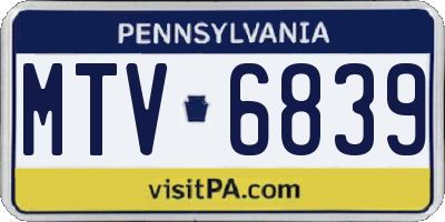 PA license plate MTV6839