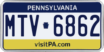 PA license plate MTV6862