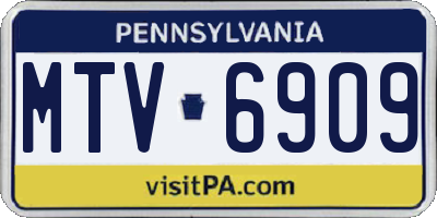 PA license plate MTV6909