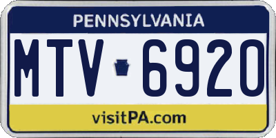PA license plate MTV6920