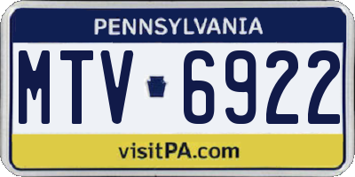 PA license plate MTV6922