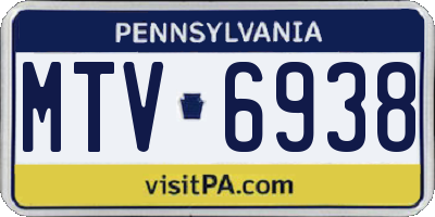 PA license plate MTV6938