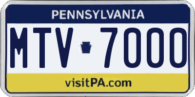 PA license plate MTV7000