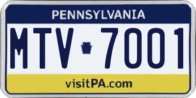 PA license plate MTV7001