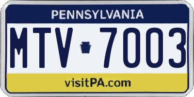 PA license plate MTV7003