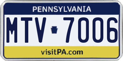 PA license plate MTV7006