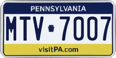 PA license plate MTV7007