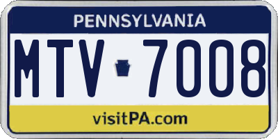 PA license plate MTV7008
