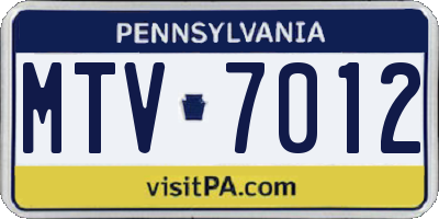 PA license plate MTV7012