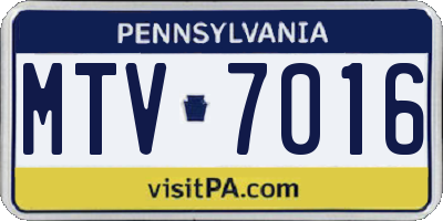 PA license plate MTV7016