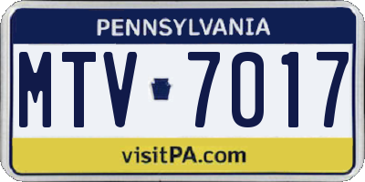 PA license plate MTV7017