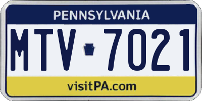 PA license plate MTV7021