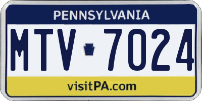 PA license plate MTV7024