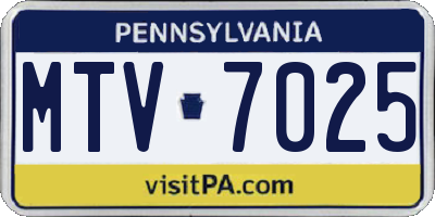 PA license plate MTV7025