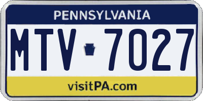 PA license plate MTV7027