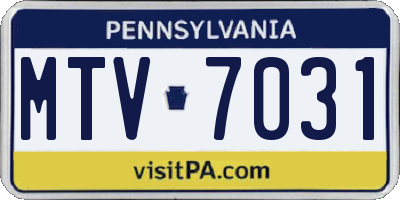 PA license plate MTV7031