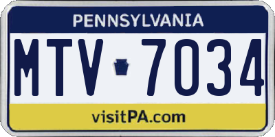 PA license plate MTV7034