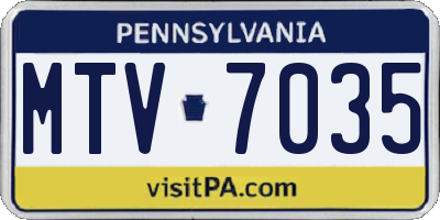 PA license plate MTV7035