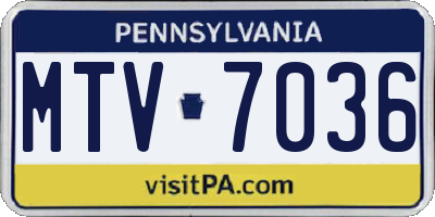 PA license plate MTV7036