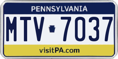 PA license plate MTV7037